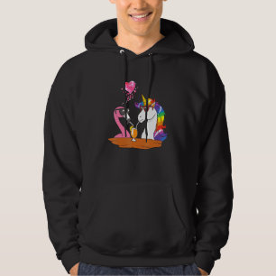 Veste À Capuche Flamant rose Et Unicorne En Amour Partageant Un Ve