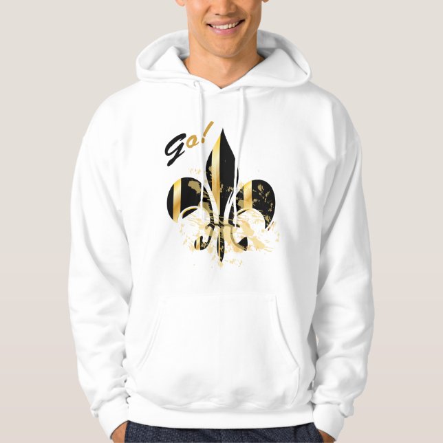 Veste À Capuche Fleur de Lis noir et or (Devant)