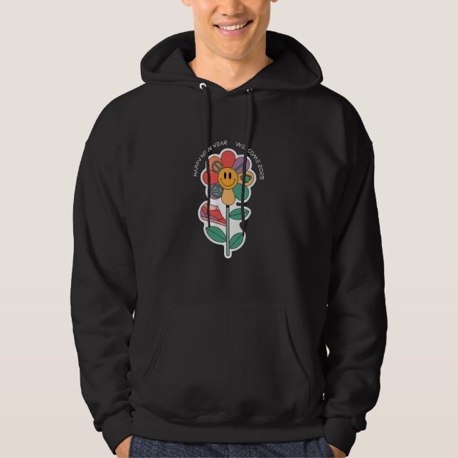 Veste À Capuche Flore fantasque "Bonne année bienvenue 2025" (Devant)