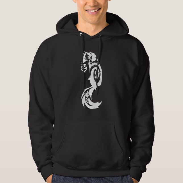 Veste À Capuche Fox tribal de Kitsune avec la lanterne d'esprit (Devant)