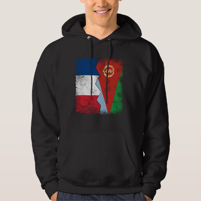 Veste À Capuche France Erythrée Drapeaux à moitié Erythréenne Raci (Devant)