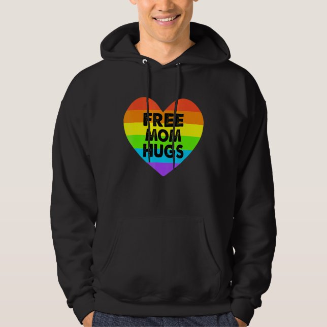 Veste À Capuche Free Mom Hugs Gay pride Transgender Rainbow Heart (Devant)