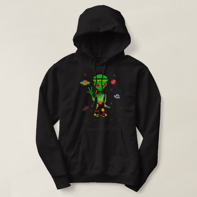 Veste À Capuche Frieden peace psychedelic hippie Espace Alien Germ (Design devant)