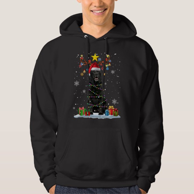 Veste À Capuche Funky Black Lab Chien Reindeer Noël L (Devant)