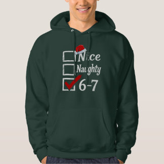 Veste À Capuche Funny 6-7 Meme Nice Naughty 67 Christmas Brain Rot