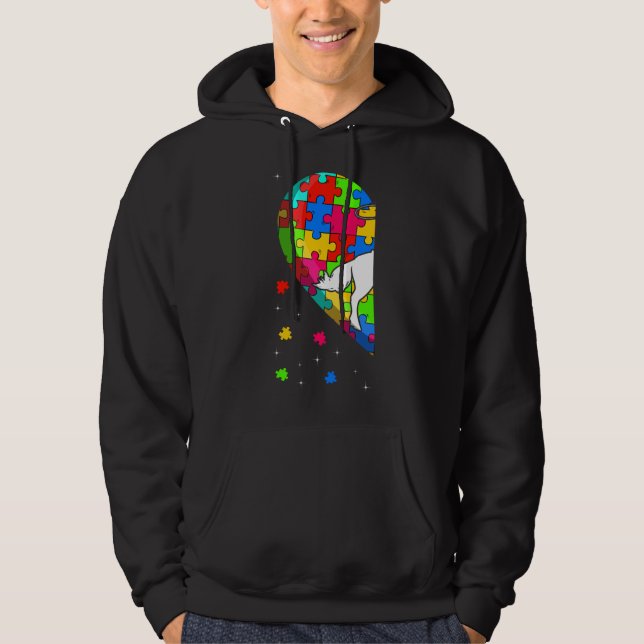 Veste À Capuche Funny Heart Sensibilisation sur l'autisme équestre (Devant)