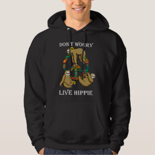Veste À Capuche Funny Hippie Sloth Lazy Life Peace Love Live Hippy
