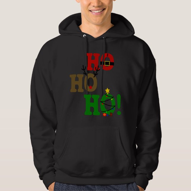 Veste À Capuche Funny Ho Ho Ho Père Noël Belly Reindeer Arbre de N (Devant)