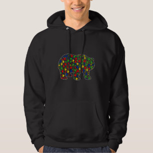 Veste À Capuche Funny Panda Ours Animaux Puzzle Pièces Autisme Awa