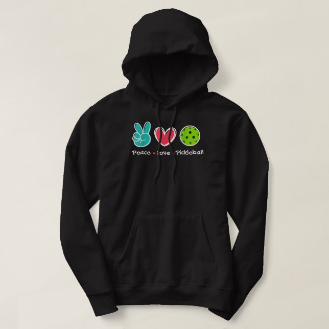 Veste À Capuche Funny Peace Love Pickleball Court Jouer Loves Pick (Design devant)