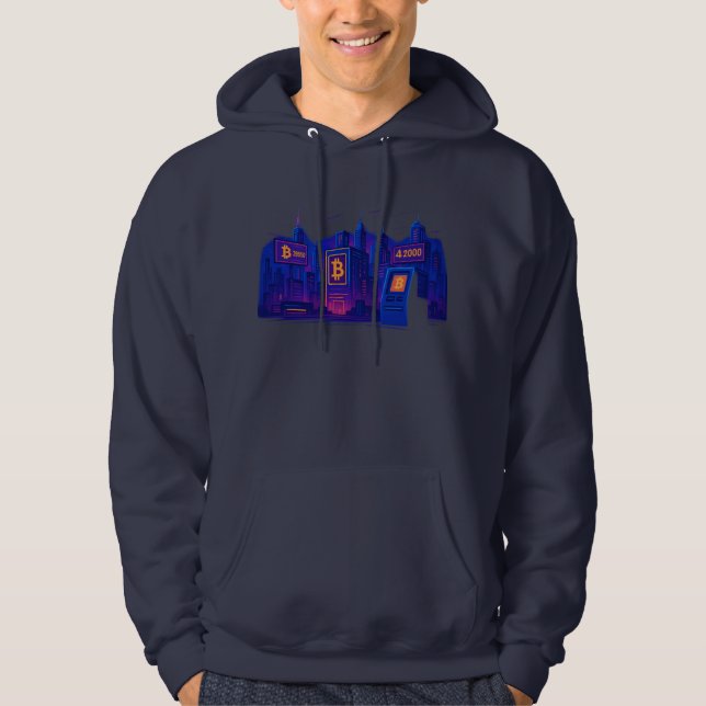 Veste À Capuche Futuristic Bitcoin City Crypto Hoodie (Devant)