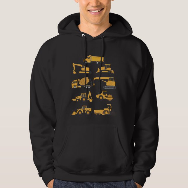 Veste À Capuche Futurs véhicules d'excavateur de construction (Devant)