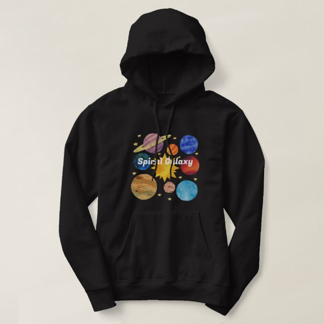 Veste À Capuche Galaxie spirale personnalisée Bordure Univers noir (Design devant)