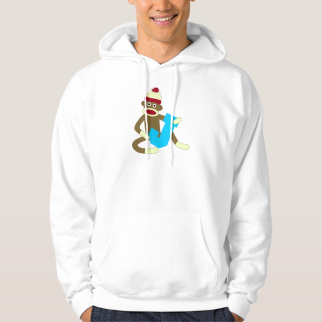 Veste À Capuche Garçon J de monogramme de singe de chaussette (Devant)