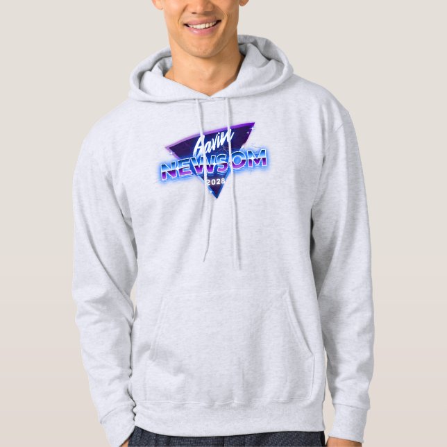Veste À Capuche Gavin Newsom 2028 pour le président Retro 80s (Devant)