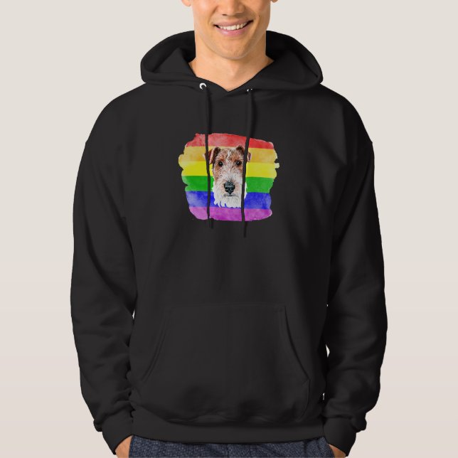 Veste À Capuche Gay Wire Fox Terrier Lgbtq Pride Stuff Ados Rainb (Devant)