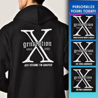 Veste À Capuche Génération X Personnaliser Année et citation au do