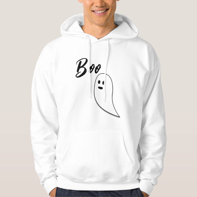 Veste À Capuche Ghost Halloween livre blanc noir (Devant)