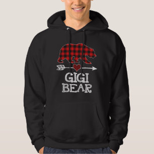 Veste À Capuche Gigi Bear Pajama de Noël Rouge Plaid Buffalo Famil