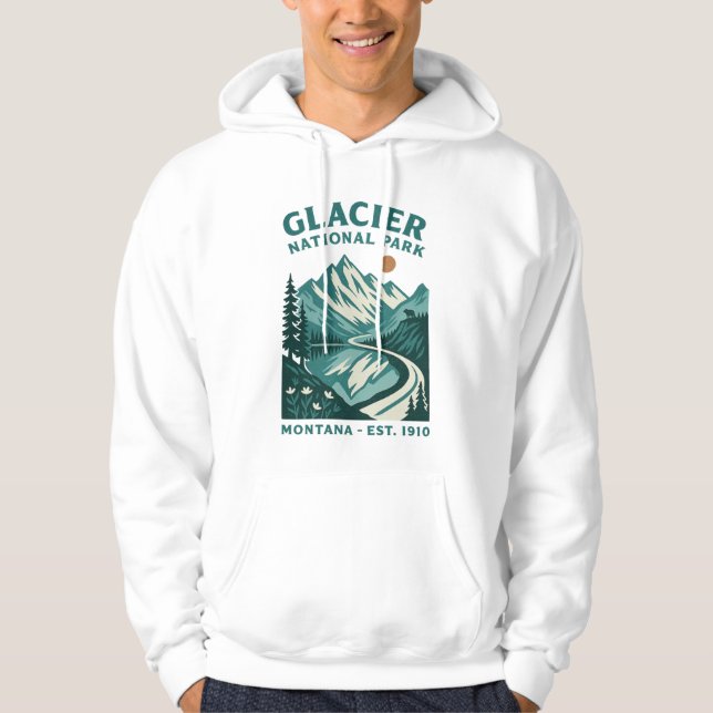 Veste À Capuche Glacier National Park Montana Vintage Road Hiking (Devant)