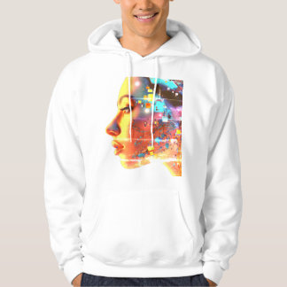 Veste À Capuche Glitch in Cyborg Woman on a Cozy Long Sleeve White