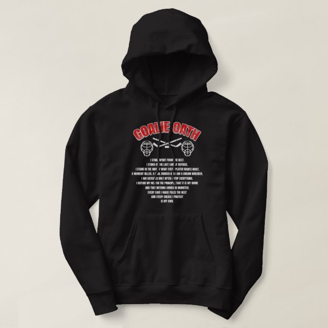 Veste À Capuche Goalie Oath Hockey sur glace Goalie Prière Cadeau  (Design devant)