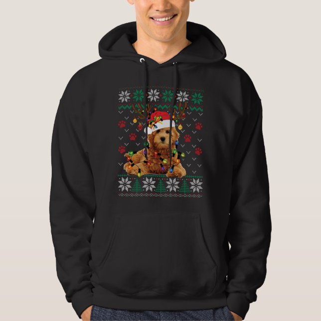 Veste À Capuche Goldendoodle Noël laid Sweater Funny Chien Amour (Devant)