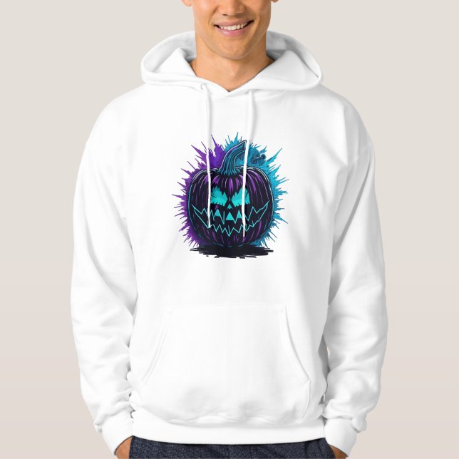 Veste À Capuche Graffiti Citrouille électrique | Violet et Turquoi (Devant)