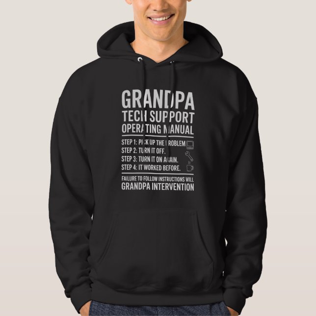 Veste À Capuche Grandpa Tech Support Operating Manual Funny Gift (Devant)