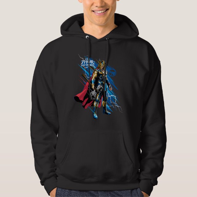 Veste À Capuche Graphisme de personnage électrique Thor Armure Dor (Devant)