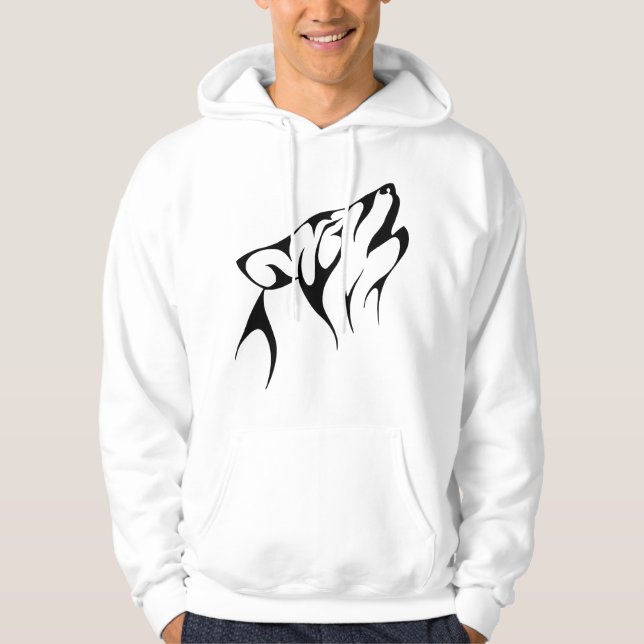 Veste À Capuche Graphisme du loup hurlant tribal (Devant)