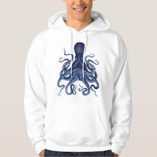 Veste À Capuche Gravure Vintage, Octopus, Kraken, Nautique