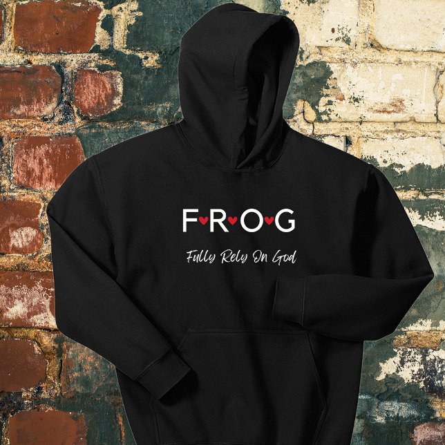 Veste À Capuche Grenouille textuelle Pleine confiance sur Dieu Swe (Créateur téléchargé)