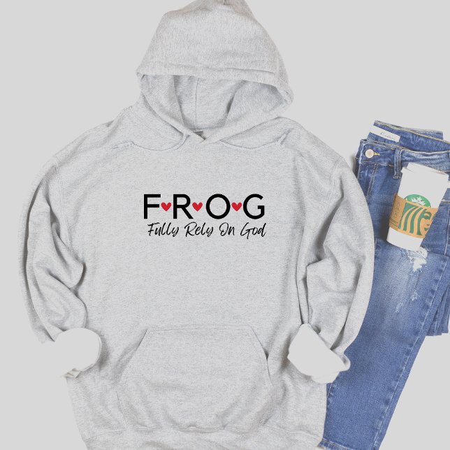 Veste À Capuche Grenouille textuelle Pleine confiance sur Dieu Swe (Créateur téléchargé)