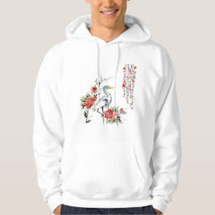 Veste À Capuche Grue oiseau d'art japonais Jardin élégant