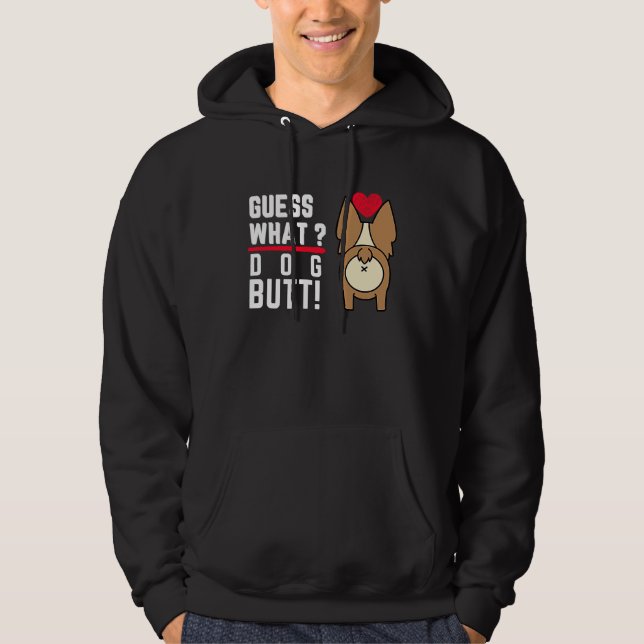 Veste À Capuche Guess What Dog Butt Black Fun and Humour (Devant)