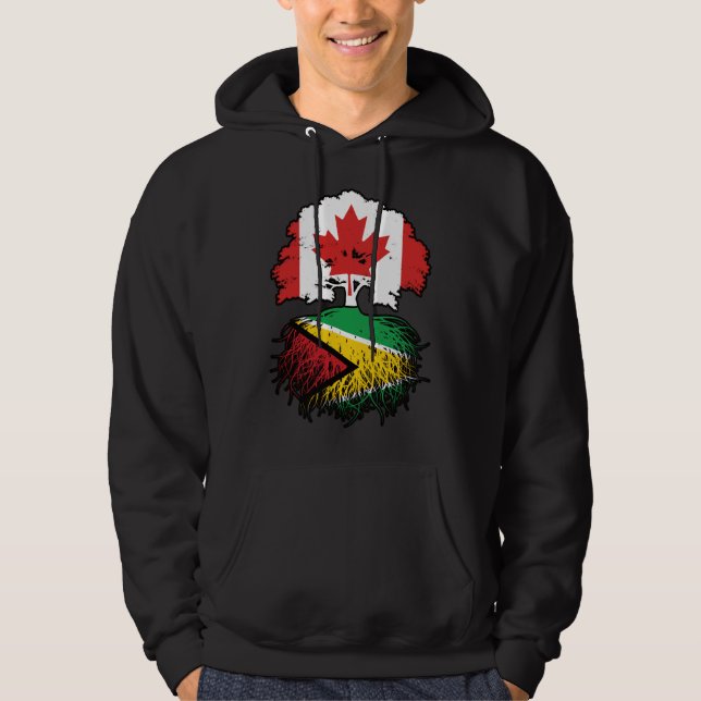 Veste À Capuche Guyana Guyane Drapeau canadien des racines d'arbre (Devant)