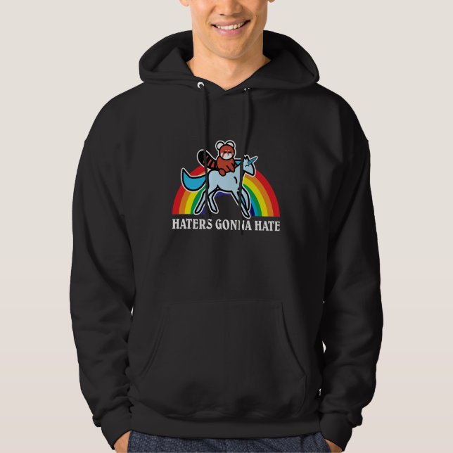 Veste À Capuche Haineux allant détester la licorne drôle (Devant)