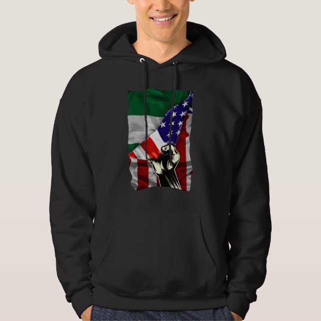 Veste À Capuche Half American Flag Nigerian ROOTS USA Flag Nigeria (Devant)