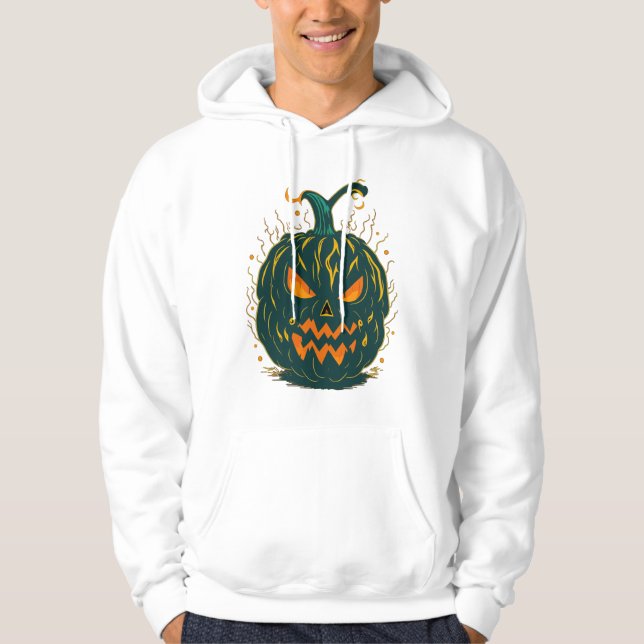Veste À Capuche Halloween Citrouille vert éffrayant (Devant)