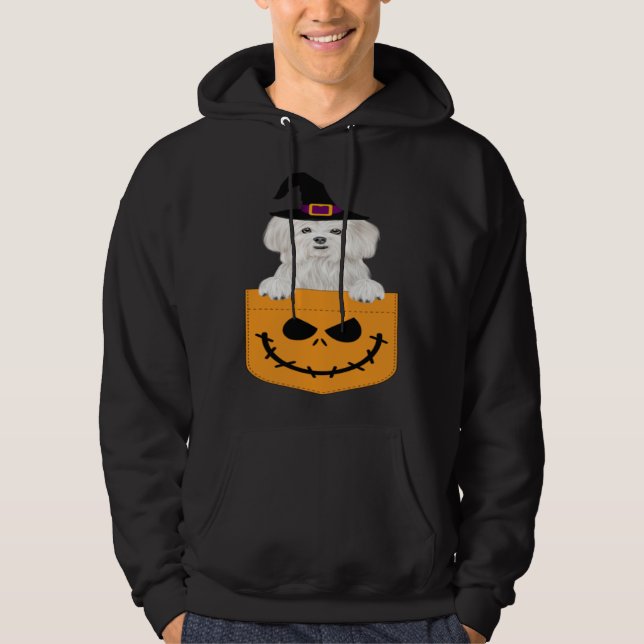 Veste À Capuche Halloween Pocket Maltese Scary Jack O Lantern (Devant)