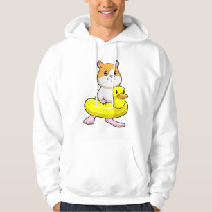 Veste À Capuche Hamster à la plage avec canard comme anneau de nag