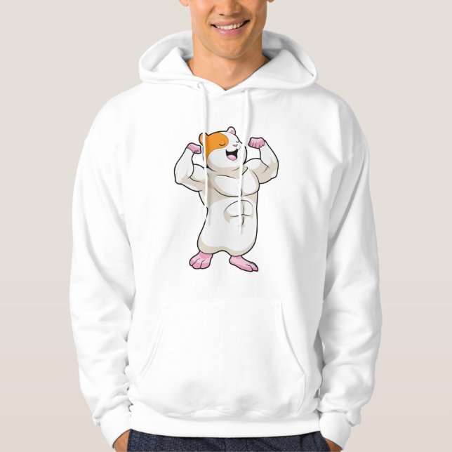 Veste À Capuche Hamster en Bodybuilder avec de grands Muscles (Devant)