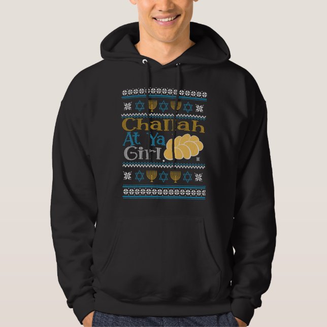 Veste À Capuche Hanukkah Jewish Challah At Ya Girl Ugly Sweater St (Devant)