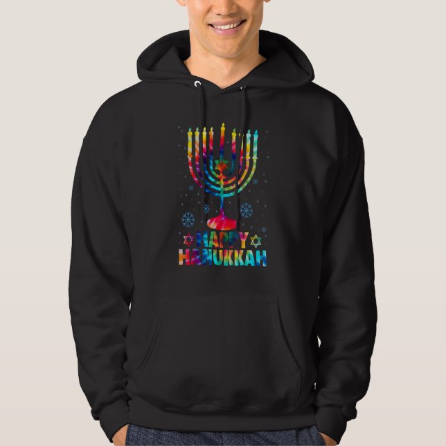 Veste À Capuche Happy Hanukkah Tie Dye Jewish Chanukah Menorah Han (Devant)