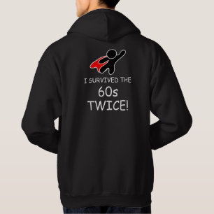 Veste À Capuche Héros amusant Noir, Rouge blanc 'Survived 60s Twic