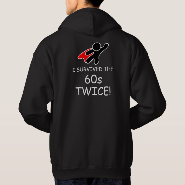 Veste À Capuche Héros amusant Noir, Rouge blanc 'Survived 60s Twic (Dos)