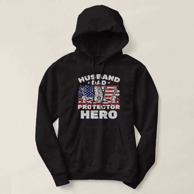 Veste À Capuche Héros protecteur papa mari vétéran américain 156 (Design devant)