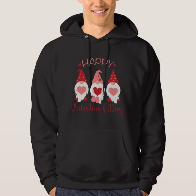 Veste À Capuche Heureuses Saintes-Valentin Gnomes Red Plaid Hearts (Devant)
