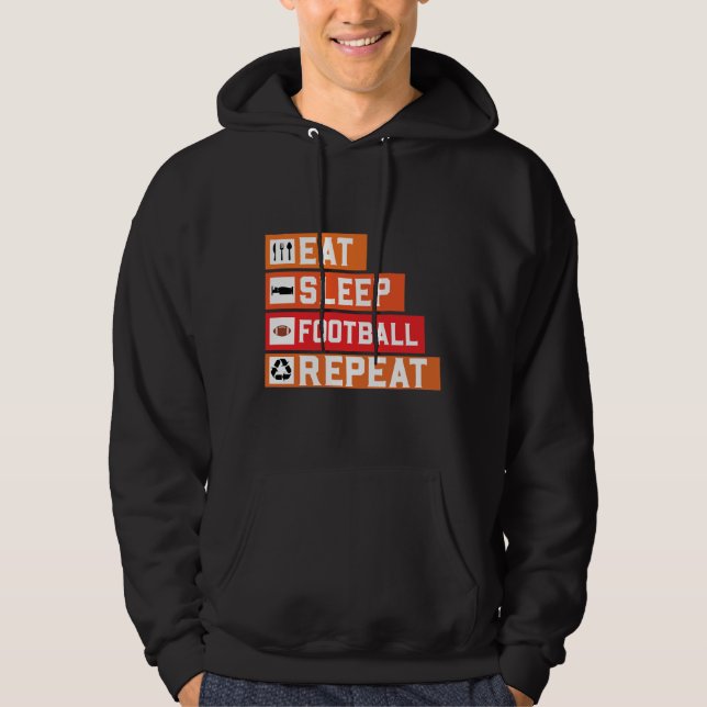 Veste À Capuche Hip Eat Sleep Football Répéter Simple tendance (Devant)